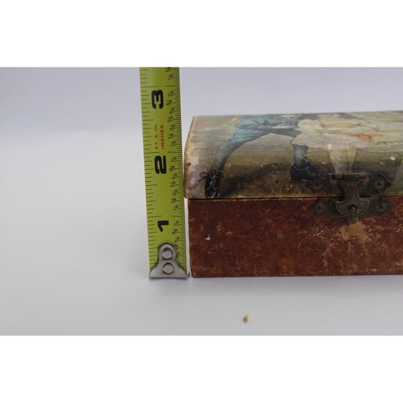 Antique Lithographed Trinket Box: Victorian Romantic Couple Scene, Late 1800s Ke - Picture 12 of 13